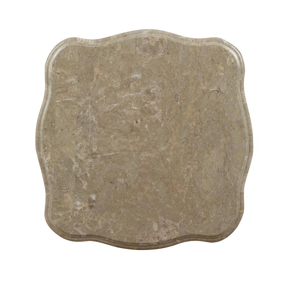 Baroque Bliss Antique White Square Marble Top End Table