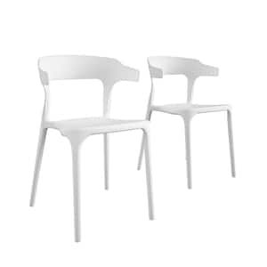 Felix Stacking Plastic Indoor/Outdoor Dining Chairs White (2-Pack)