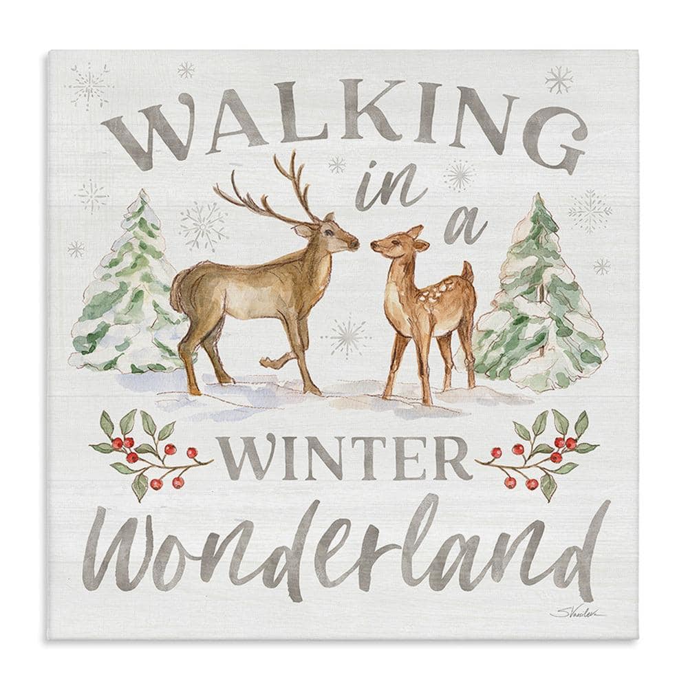 Walking in a Winter Wonderland Off-White Canvas Art Print