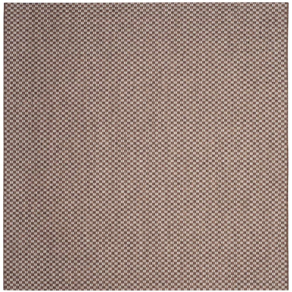 Blair Light Brown and Grey Square Indoor/Outdoor Rug