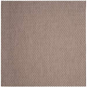 Courtyard Light Brown/Light Gray 5 ft. x 5 ft. Square Solid Indoor/Outdoor Patio  Area Rug