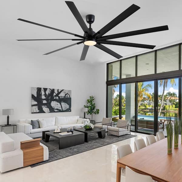 84 in. Indoor Large Black Ceiling Fan with Remote Control