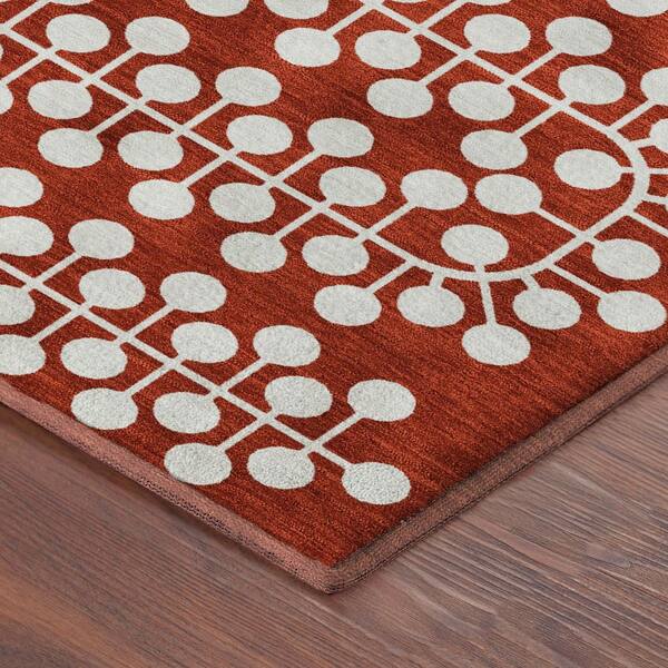 Mayfield Premium Machine Washable Abstract AMF2247 Red 2 ft. x 7 ft. Runner Rug
