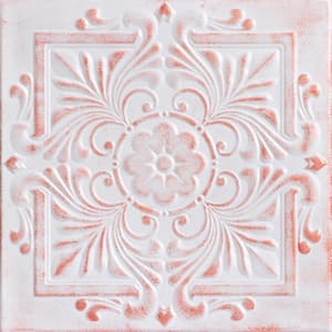 Victorian 1.6 ft. x 1.6 ft. Glue Up Foam Ceiling Tile in White Washed Copper