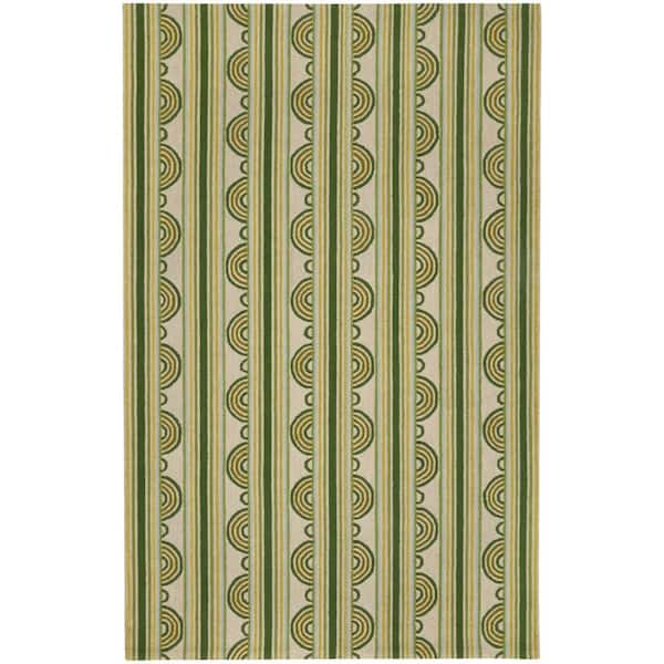 8 ft. x 10 ft. Olive Button Hand Micro Hooked Wool Indoor Area Rug
