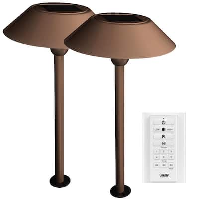 Feit Electric OneSync Landscape 40 Lumens Bronze Solar Integrated LED Outdoor Path Light w/Dusk-To-Dawn CCT+RGB Wireless Remote 2-Pack
