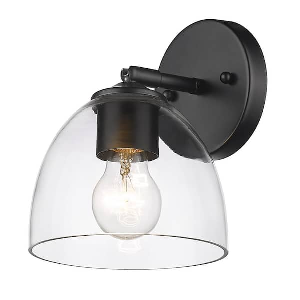 Golden Lighting - Roxie 1-Light Matte Black Clear Glass Semi-Flush Mount