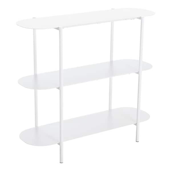 ZUO Tre 35.4 in. L White 31.5 in. H Oval Metal Console Table