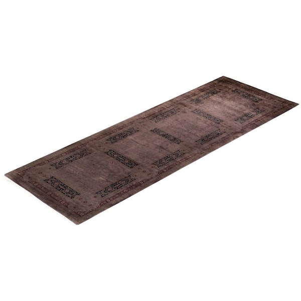Overdyed Brown 3 ft. x 8 ft. 1 Wool Indoor Area Rug