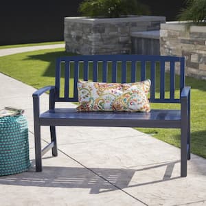 Loja 2-Person Navy Blue Wood Outdoor Bench