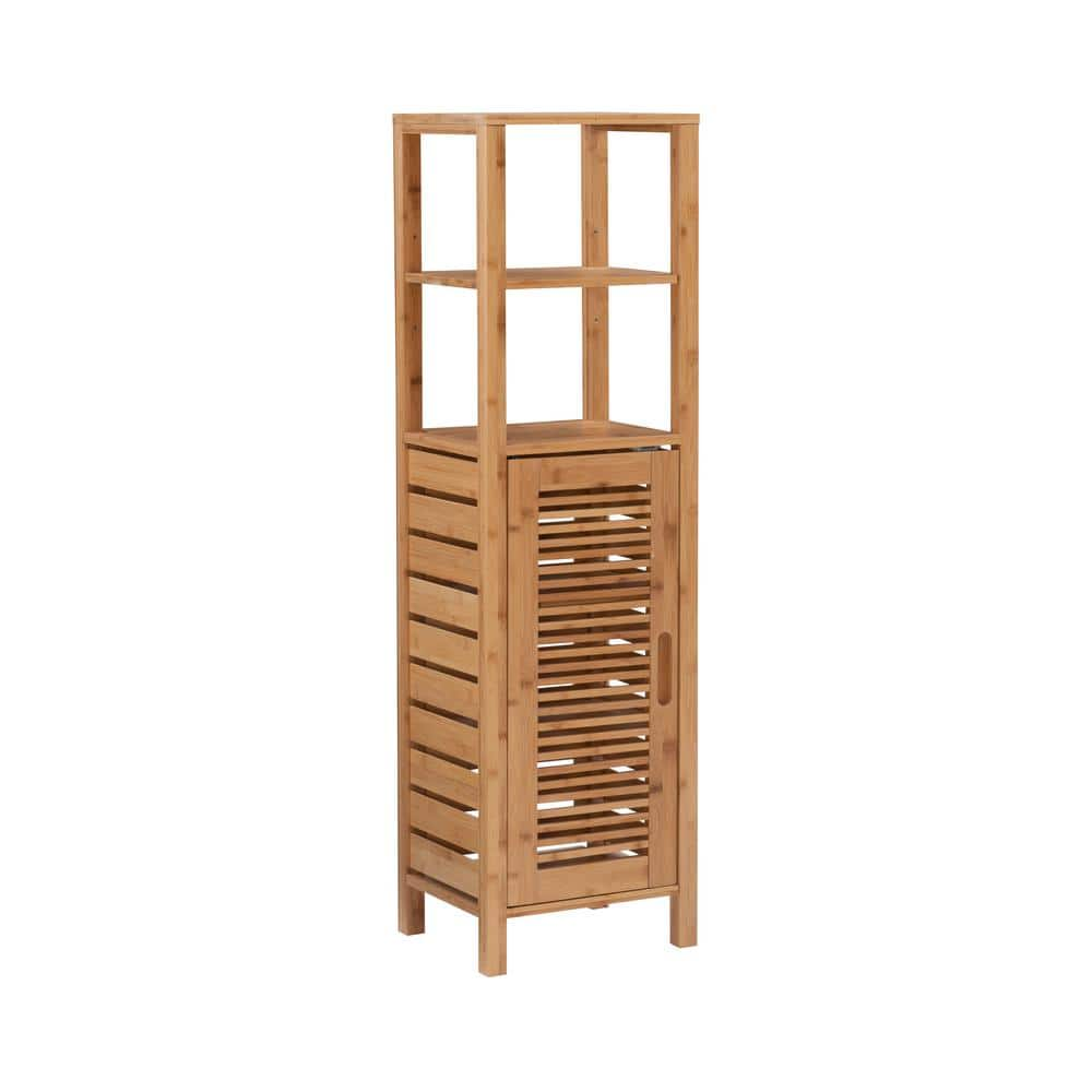 Linon Bracken 1-Door Floor Cabinet, Natural Bamboo