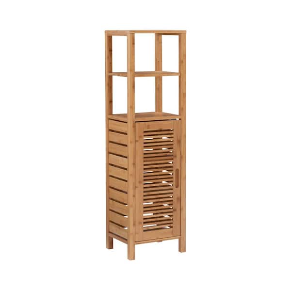 Linon Home Decor Brecken 13 in. W x 11 in. D x 46.5 in. H Natural Bamboo Free Standing Storage Cabinet