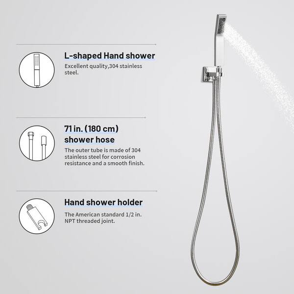 1-Spray 14.6 in. Single Wall Mount Fixed Rain Shower Head in Chrome 1-Spray 14.6 in. Single Wall Mount Fixed Rain Shower Head in Chrome