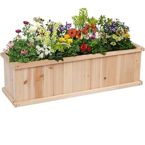 12.5 in. H x 12 in. W x 40 in. L Rectangle Natural Cedar Raised Garden Bed Box Planter, Large Plant Pot, Wooden Box