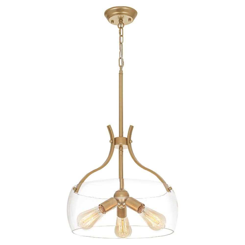 3-Light Gold Modern Round Hanging Linear Chandelier Light Fixture with Glass Shade for Dining Room Kitchen Island price history on PriceWatchPro