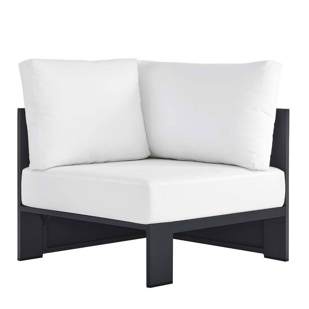 Tahoe Gray and White Aluminum Outdoor Corner Chair