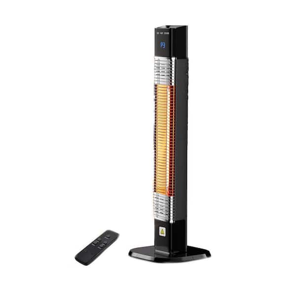1500W Black Indoor Outdoor Electric Infrared Radiant Heaters with Remote Timer Tip-Over Protection for Garage Bedroom