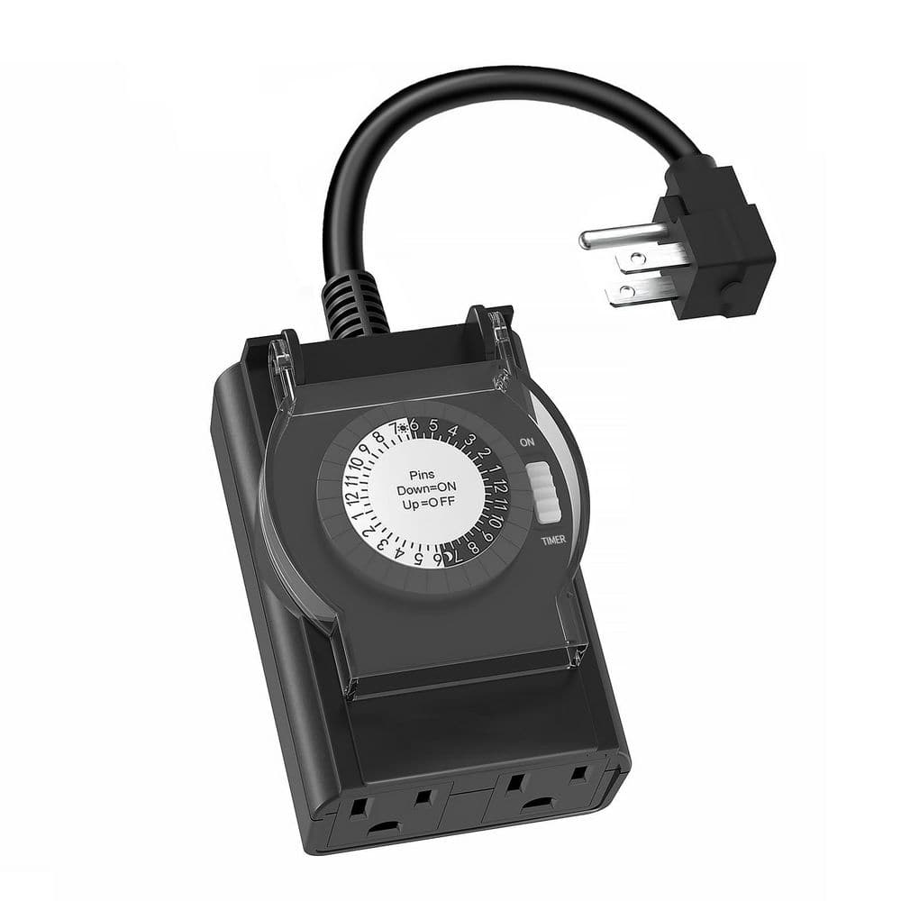 Yichuhaoxi 15 Amp 120 Volt 1440 min Outdoor 2 Grounded Outlets ...