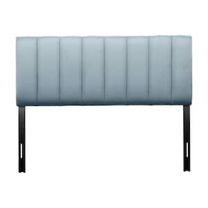 Helena Adjustable Light Blue Queen Upholstered Headboard with Channel Tufting