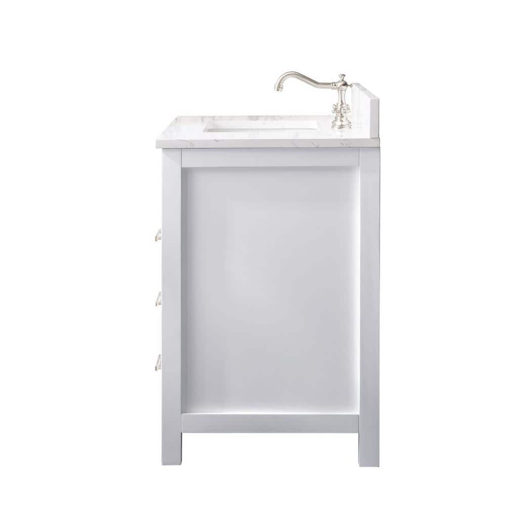 Jasper 36" White Freestanding Vanity with Carrara Stone Top