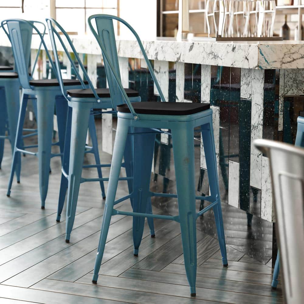 Carnegy Avenue 30 Kelly Blue-Teal/Black Metal Outdoor Bar