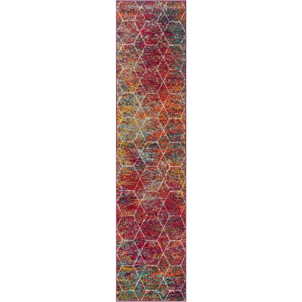 Trellis Frieze Collection Area Rug - Geometric (2 ft.  x 11 ft. Runner Multi/Ivory) price history on PriceWatchPro