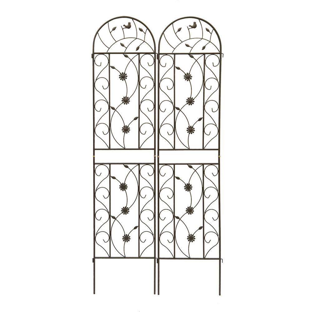 86.7 in. Outdoor Garden Metal Rustproof Plant Climbing Trellis Brown, 2 Pieces price history on PriceWatchPro