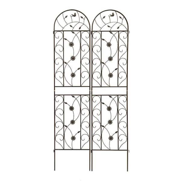 Sudzendf 86.7 in. Outdoor Garden Metal Rustproof Plant Climbing Trellis Brown, 2 Pieces