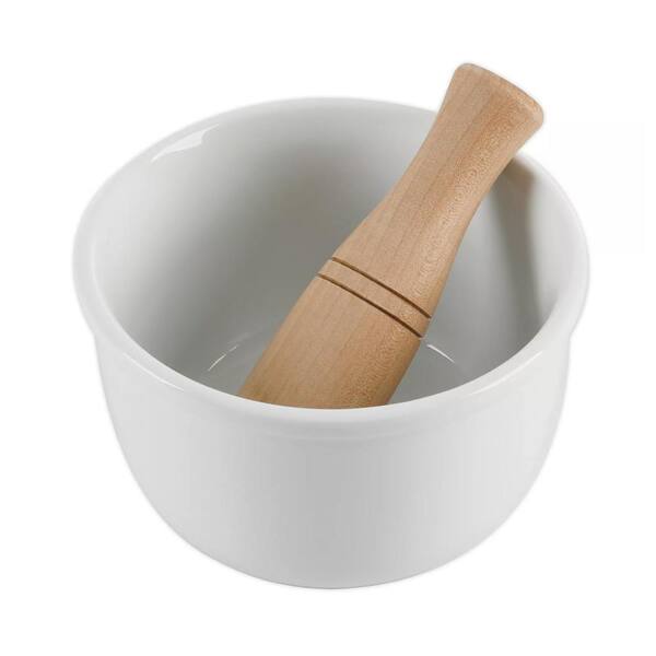 OUR TABLE Simply White 24 oz. Porcelain Mortar and Pestle Set 985119951M -  The Home Depot