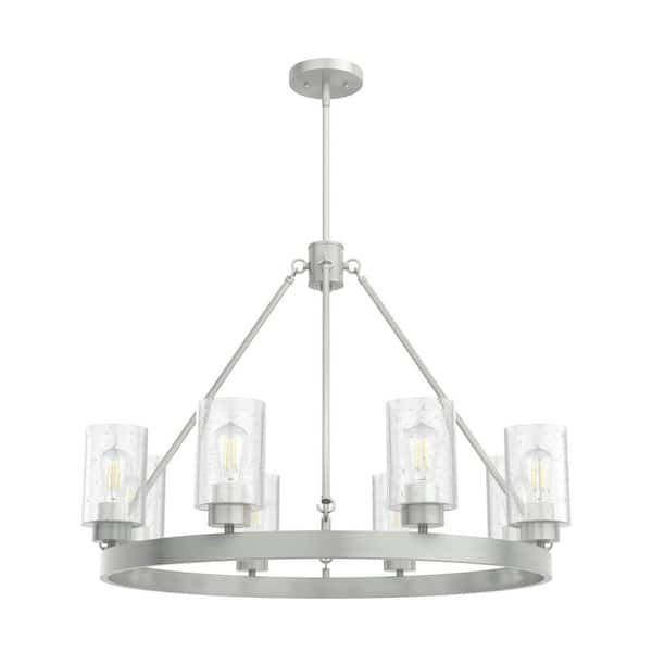 Hunter Hartland 8 Light Brushed Nickel Circular Chandelier with Seeded ...