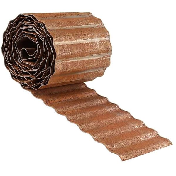 40 ft. x 6 in. Sturdy Corrugated Metal Edging Rusty Finish Weather-Resistant Landscaping Border for DIY Gardens