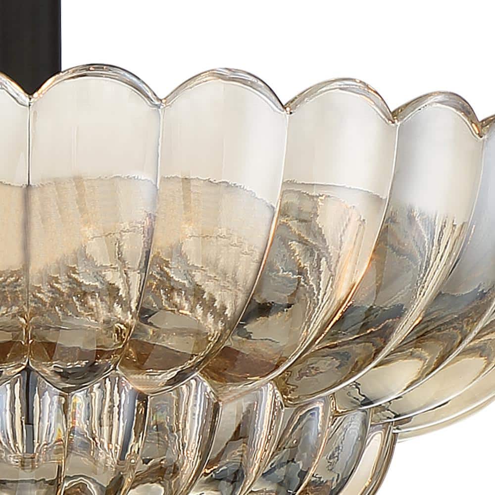 Amber Glass Mottled Cocoa Semi-Flush Mount Light