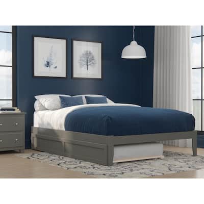 AFI Colorado in Grey Queen Bed with USB Turbo Charger and Twin Extra Long Trundle
