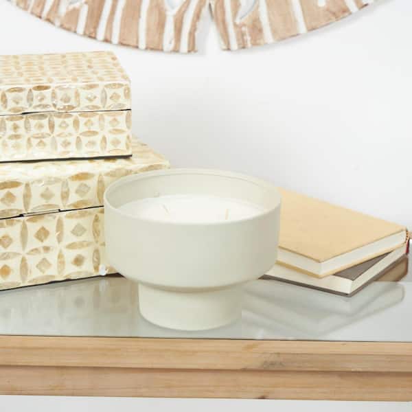CosmoLiving by Cosmopolitan Gray White Sage Scented Matte 50 oz. 3 Wick Candle with White Wax