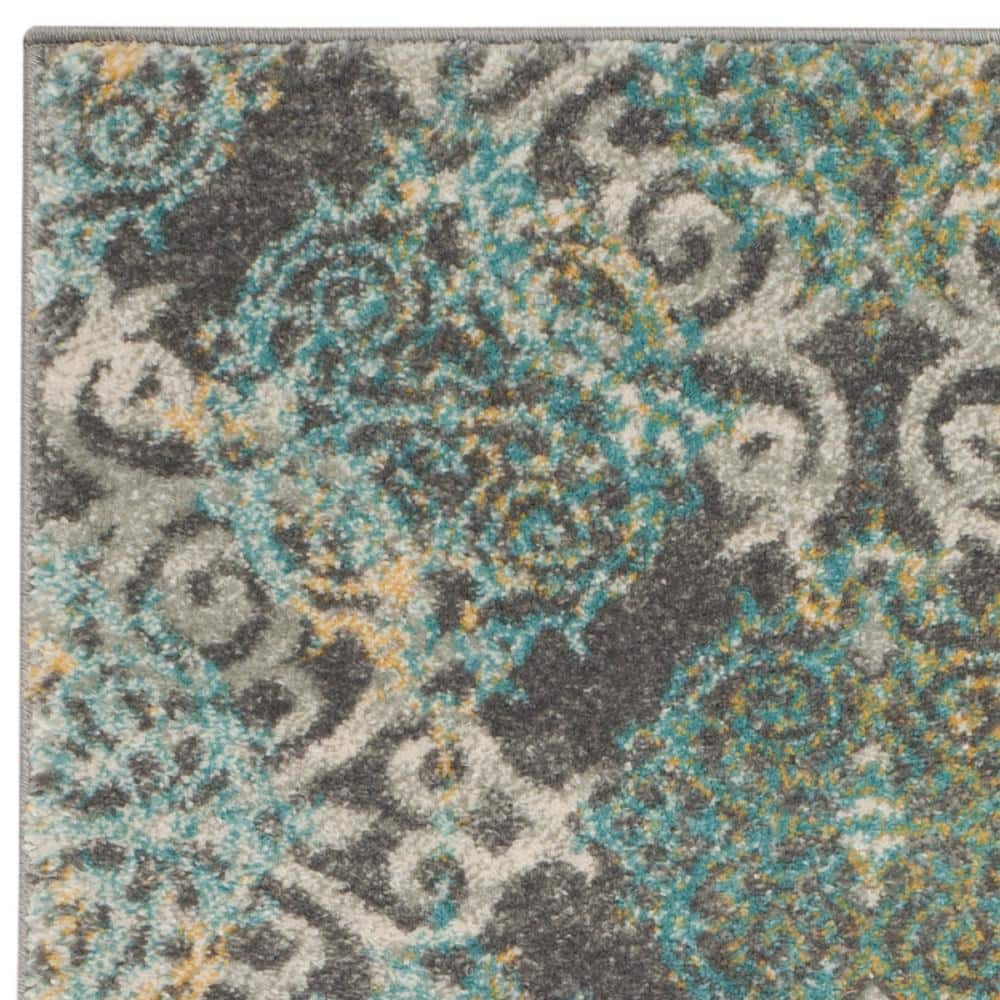 Hand-Knotted Grey and Ivory High Pile Area Rug