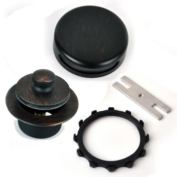 Watco 1.865 in. Overall Dia x 11.5 in. Threads x 1.25 in. Innovator Overflow, Push Pull Bathtub Closure, Oil-Rubbed Bronze