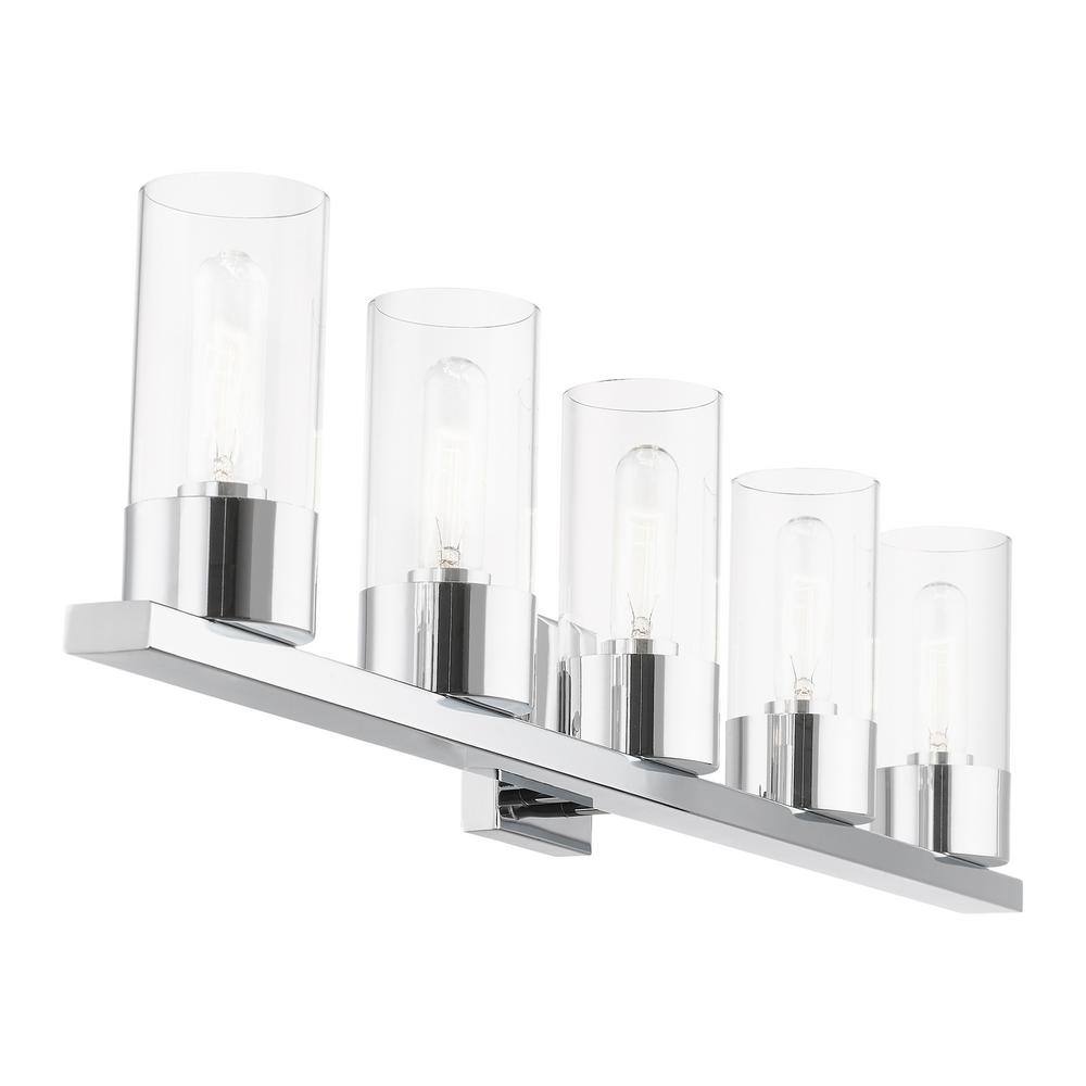 Carson Polished Chrome 5-Light Vanity Sconce with Clear Glass