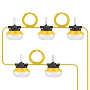 50 ft. Construction String Lights 50W 5000LM 5PCs String Work Light 5000K with Hanging Hooks for Construction Site