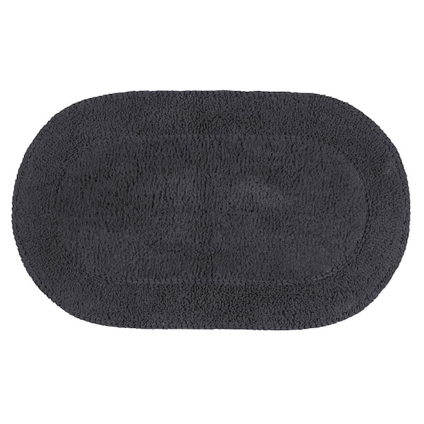 Double Ruffle Collection 100% Cotton Bath Rugs Set, 21x34 Rectangle, Gray