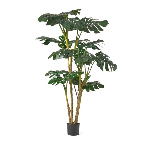 Avex 5.9 ft. Artificial Monstera Tree in Black Plastic Pot