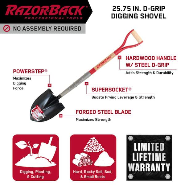 25.75 in. Wood Handle Super Socket Digging Shovel