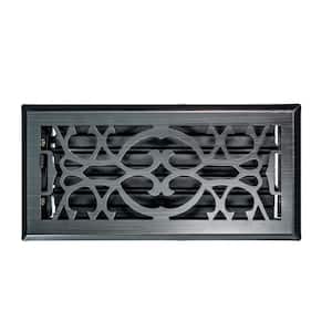 10 in. W x 4 in. H Floor Register in Classic Design and Matte Black for Duct Opening of 10 in. W x 4 in. H