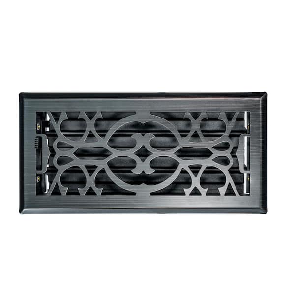 10 in. W x 4 in. H Floor Register in Classic Design and Matte Black for Duct Opening of 10 in. W x 4 in. H
