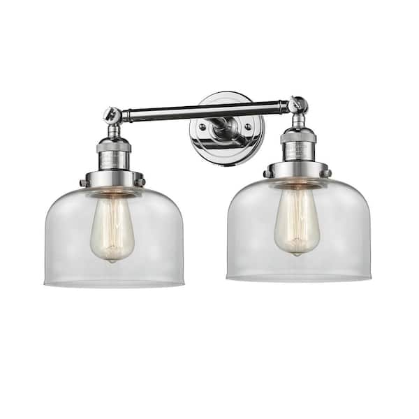 Innovations Bell 19 in. 2 Light Clear, Polished Chrome Vanity Light with Clear Glass Shade
