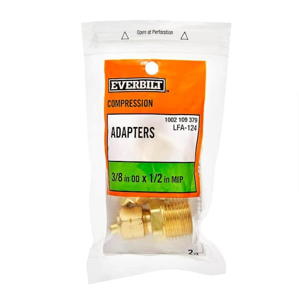 Everbilt 3/8 in. Comp x 1/2 in. MIP Brass Adapter 2 -Pack
