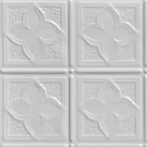 Take Home Sample - Clover White 1 ft. x 1 ft. Decorative Tin Style Lay-in Ceiling Tile (1 sq. ft./case)