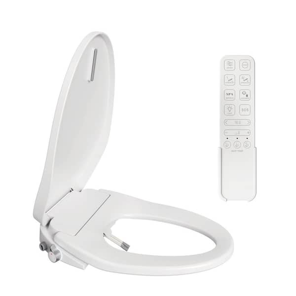 Electric Bidet Seat for Elongated Toilets with Warm Water Wash, Warm Air Dryer, Heated in White