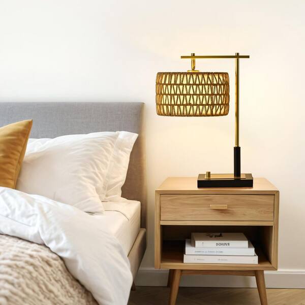20 in. Antique White Metal Table Lamp, Bedside Lamp 1-USB/Type-C Ports, Dimmable Nightstand Lamp (Set of 2)