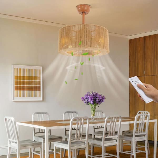 18 in. Brown and Gray Modern Downrod Caged 6-Speed Standard Ceiling Fan with Remote, No Bulbs Included