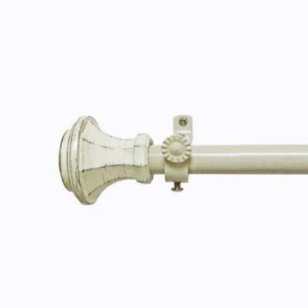 Buono II Carson 66 in. - 120 in. Adjustable 3/4 in. Single Curtain Rod in Antique Cream Carson Finials